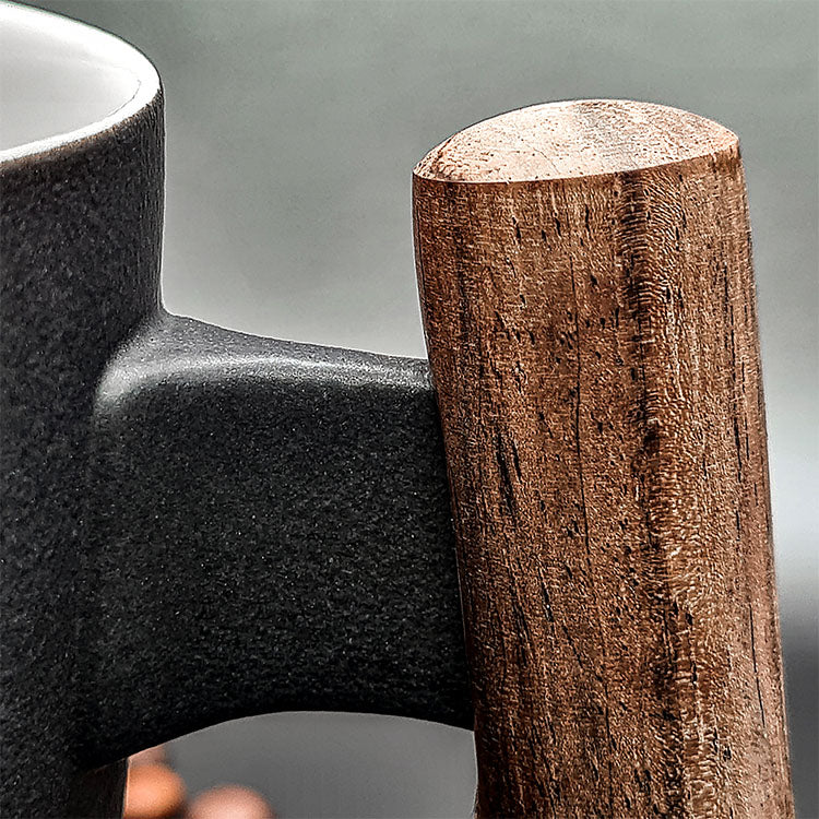 Hochpot Toien Porzellan Tasse (3-teilig, Schwarz, 380ml)